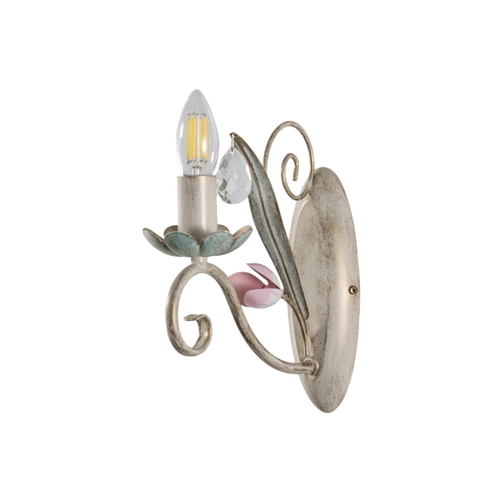 Wandleuchte Florina mit floralem Dekor, einflammig