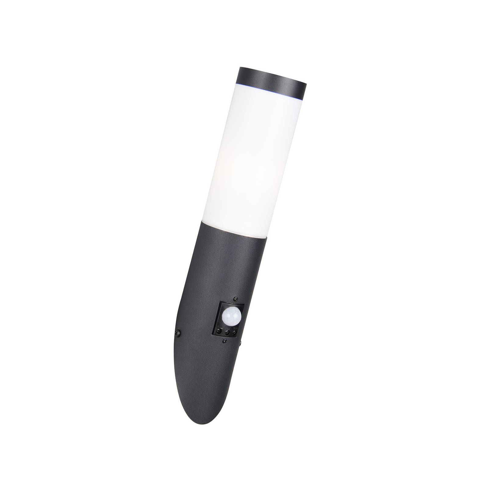 Außenwandlampe Trioto, schwarz matt, 39 cm Edelstahl, Sensor