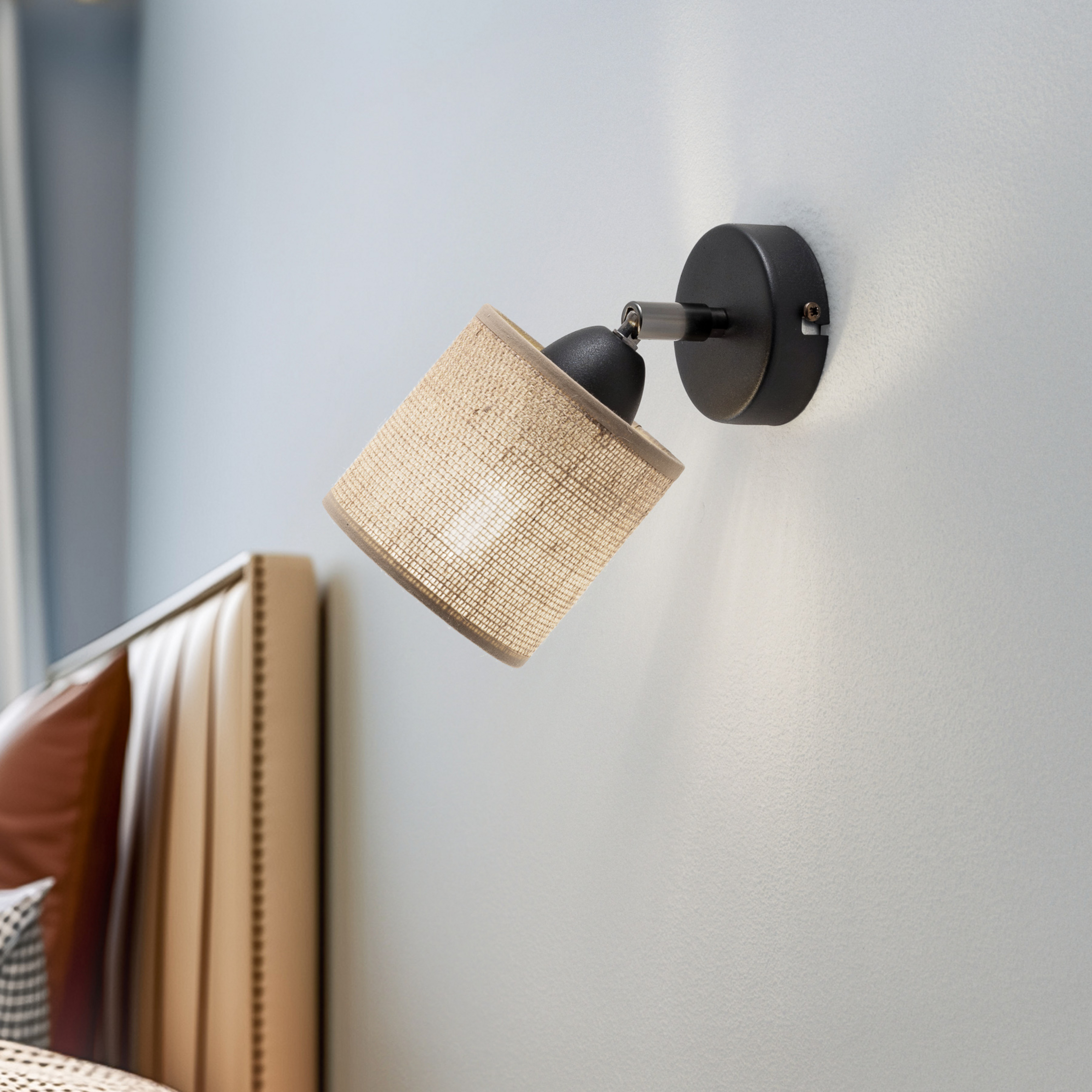 Applique Adeline con paralume in juta, 1 luce