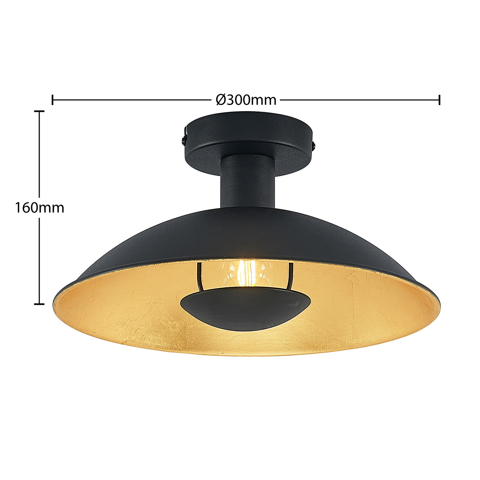 Narisara Candeeiro de Tecto Ø30 Black/Gold - Lindby