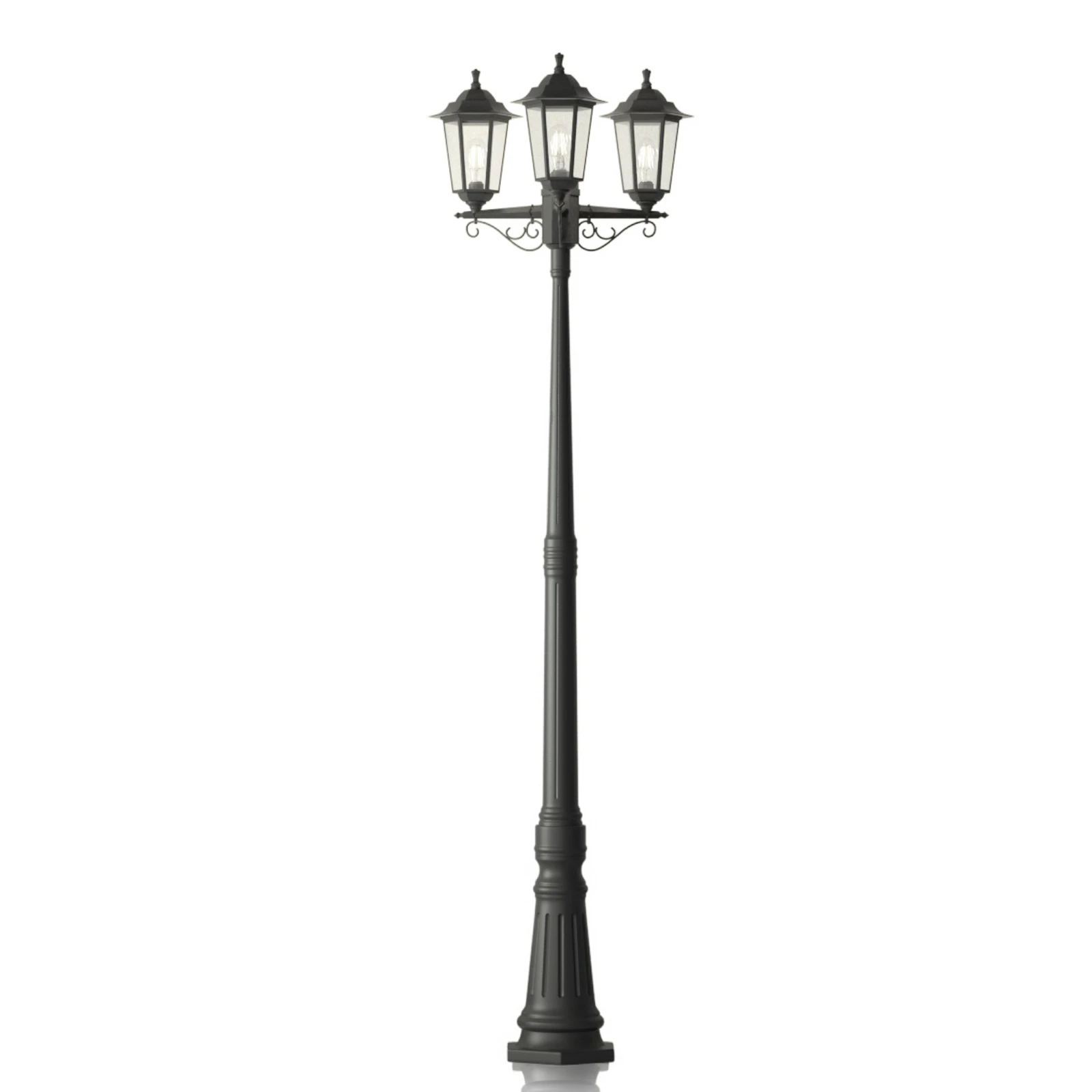 Lindby Außenleuchte Nane, 217cm, schwarz, seewasserfest, E27
