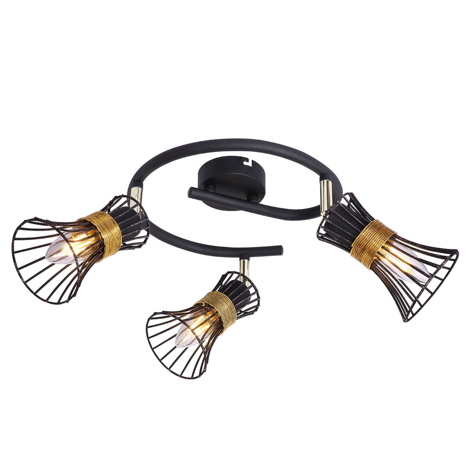 Globo Plafonieră 54814-3 Spirale 3 becuri - Camera de zi / sufragerie - modern - negru auriu - Metal