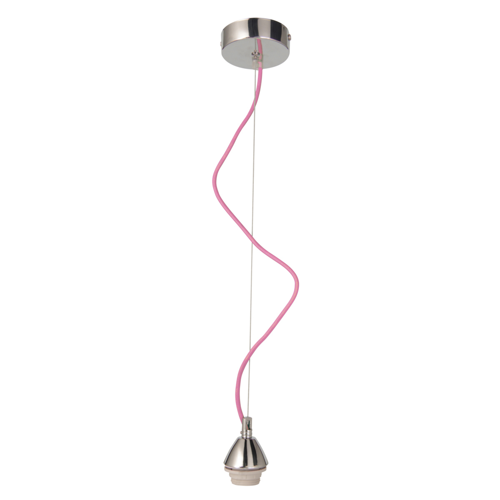 Näve Silas hanging light with fabric cable, pink, for Living / Dining Room, metal, E27, 60 W, energy efficiency: A++