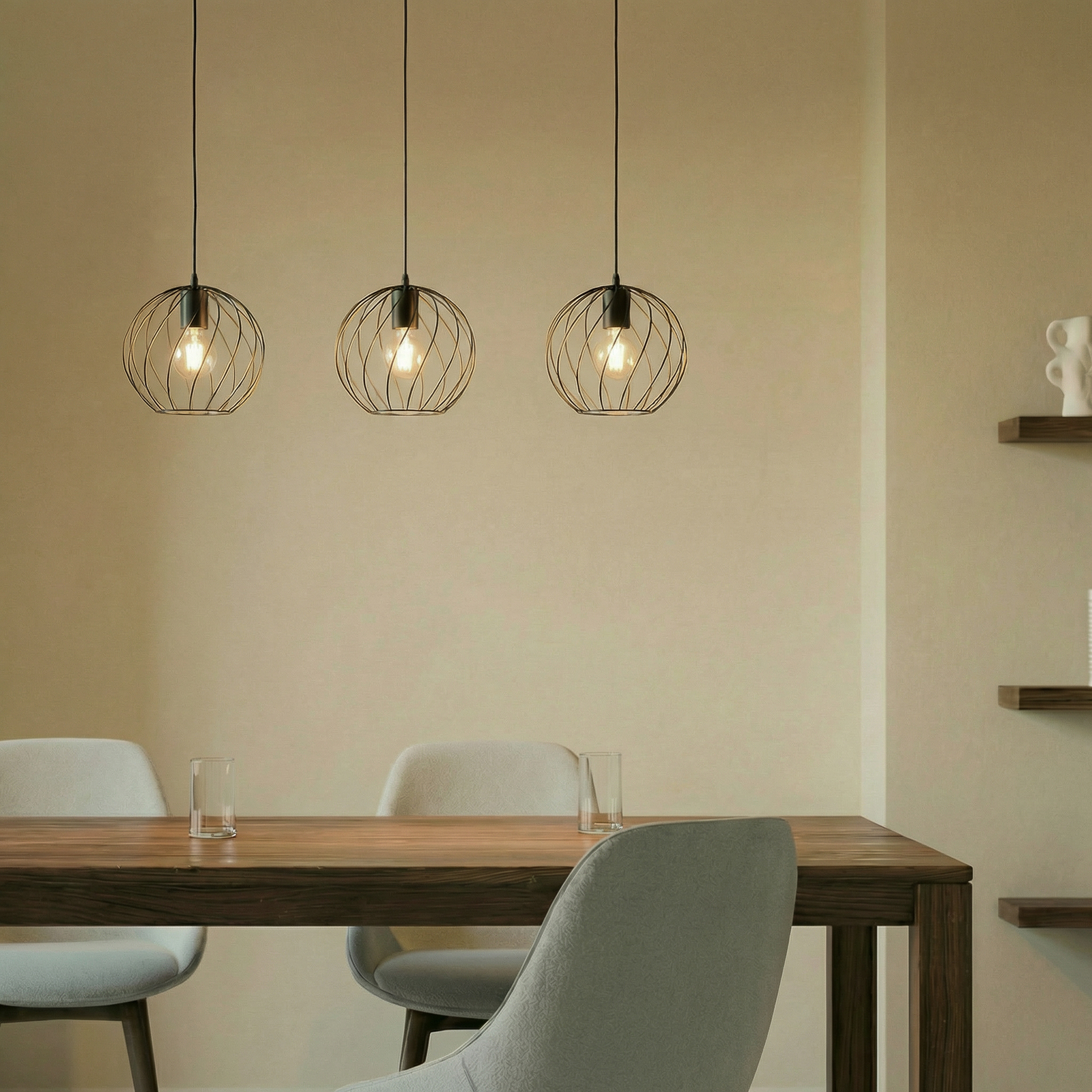 Lindby Hängeleuchte Danika, 105 cm lang, schwarz, Metall