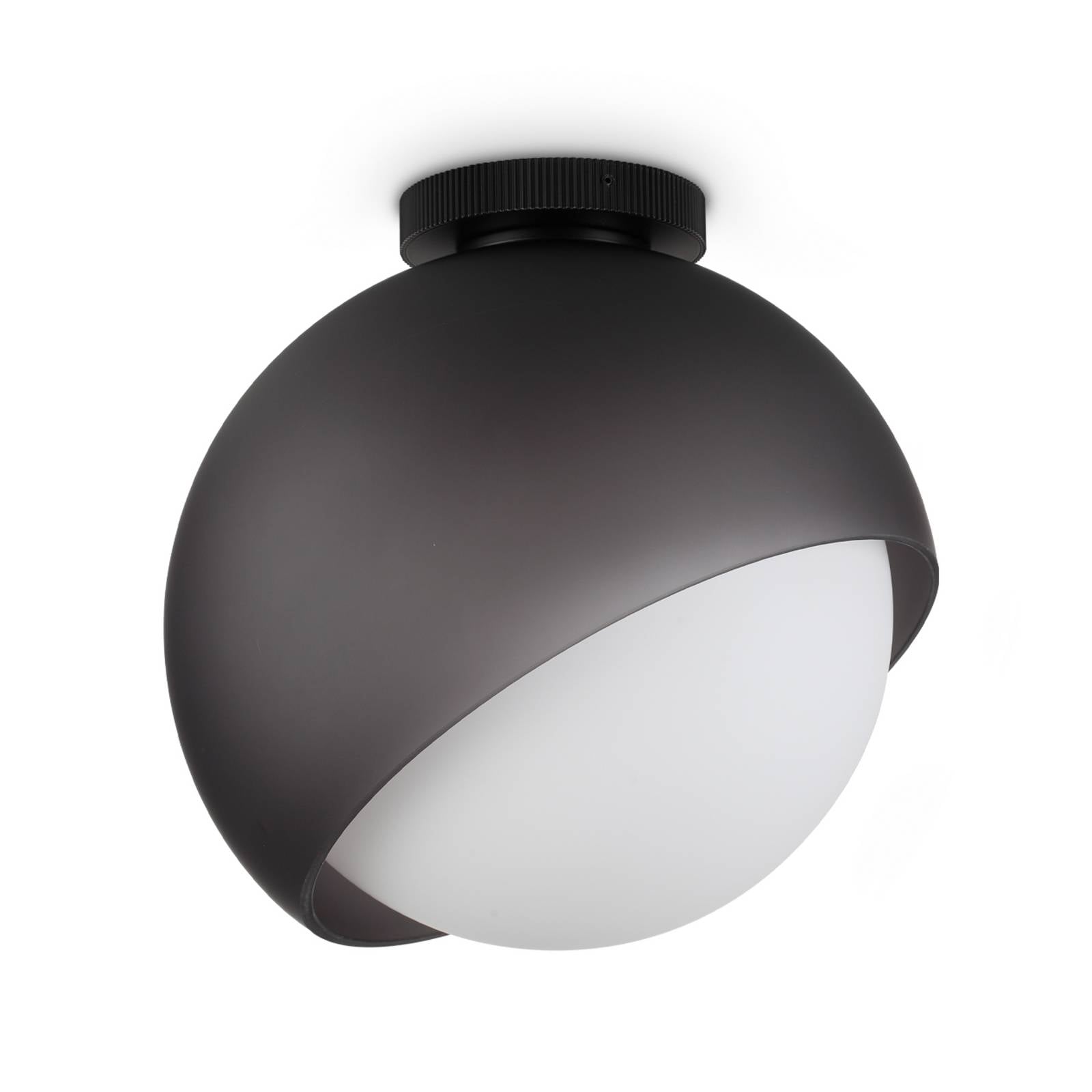 Ideal Lux Deckenlampe Bloom, Ø 30 cm, schwarz, Metall/Glas