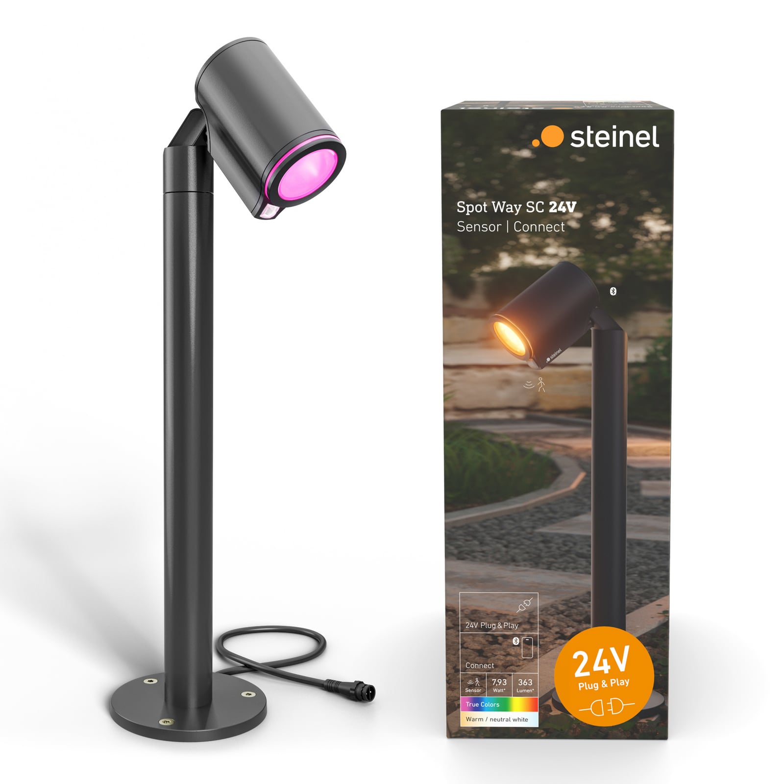 STEINEL LED лампа за цокъл Way SC Sensor, антрацит, IP65, RGBWW STEINEL LED лампа за цокъл Way SC Sensor, антрацит, IP65, RGBWW