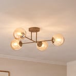 Deckenleuchte ROMA, beige, Länge 75 cm, 4-flg., Glas/Metall