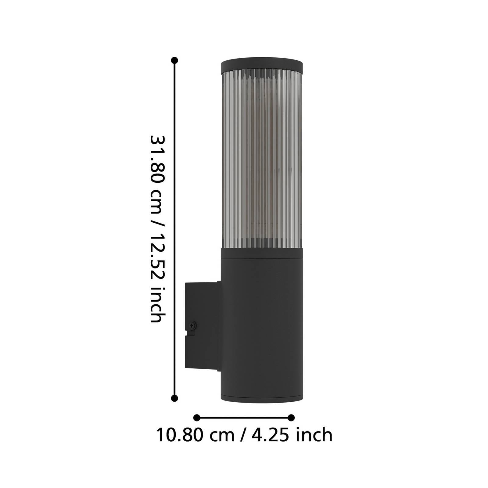 Kinkiet zewnętrzny Salle, wysokość 31 cm, czarny, aluminium