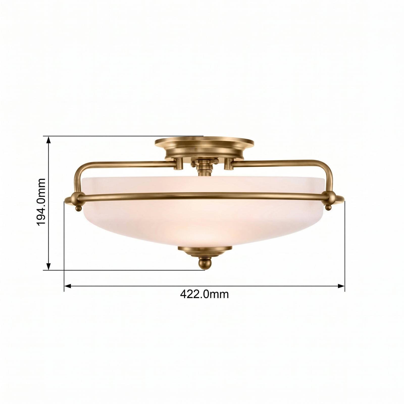 Griffin F loftlampe, messing/opalglas, Ø 42 cm - QUOIZEL Griffin F loftlampe, messing/opalglas, Ø 42 cm - QUOIZEL