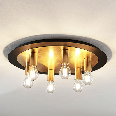 Metalowa lampa sufitowa Justik, 6-punktowa, czarna
