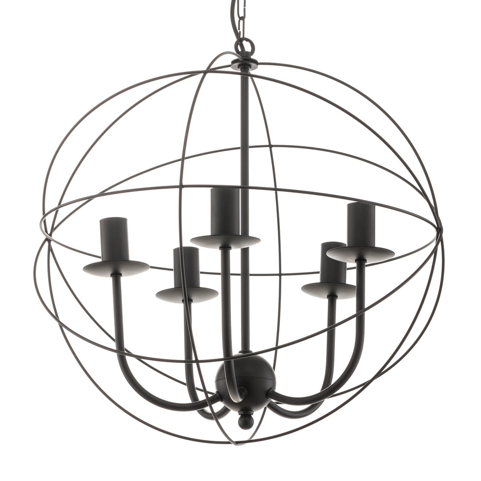 Globe chandelier 5-bulb black