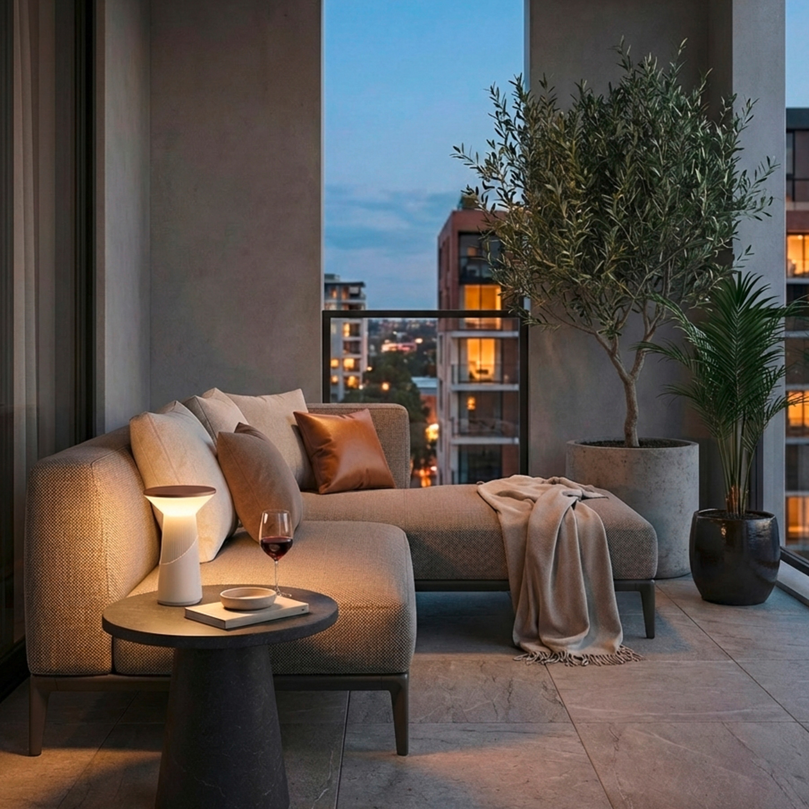 Lampa stołowa LED Pilia, brązowa/jasnoszara, wysokość 24 cm, IP44