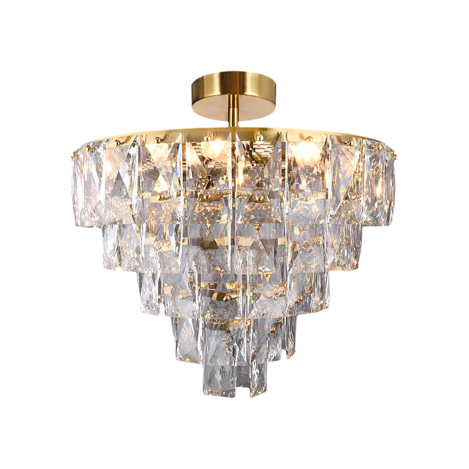 Lampa sufitowa Chelsea z metalowymi kryształkami w kolorze złotym, Ø 50 cm