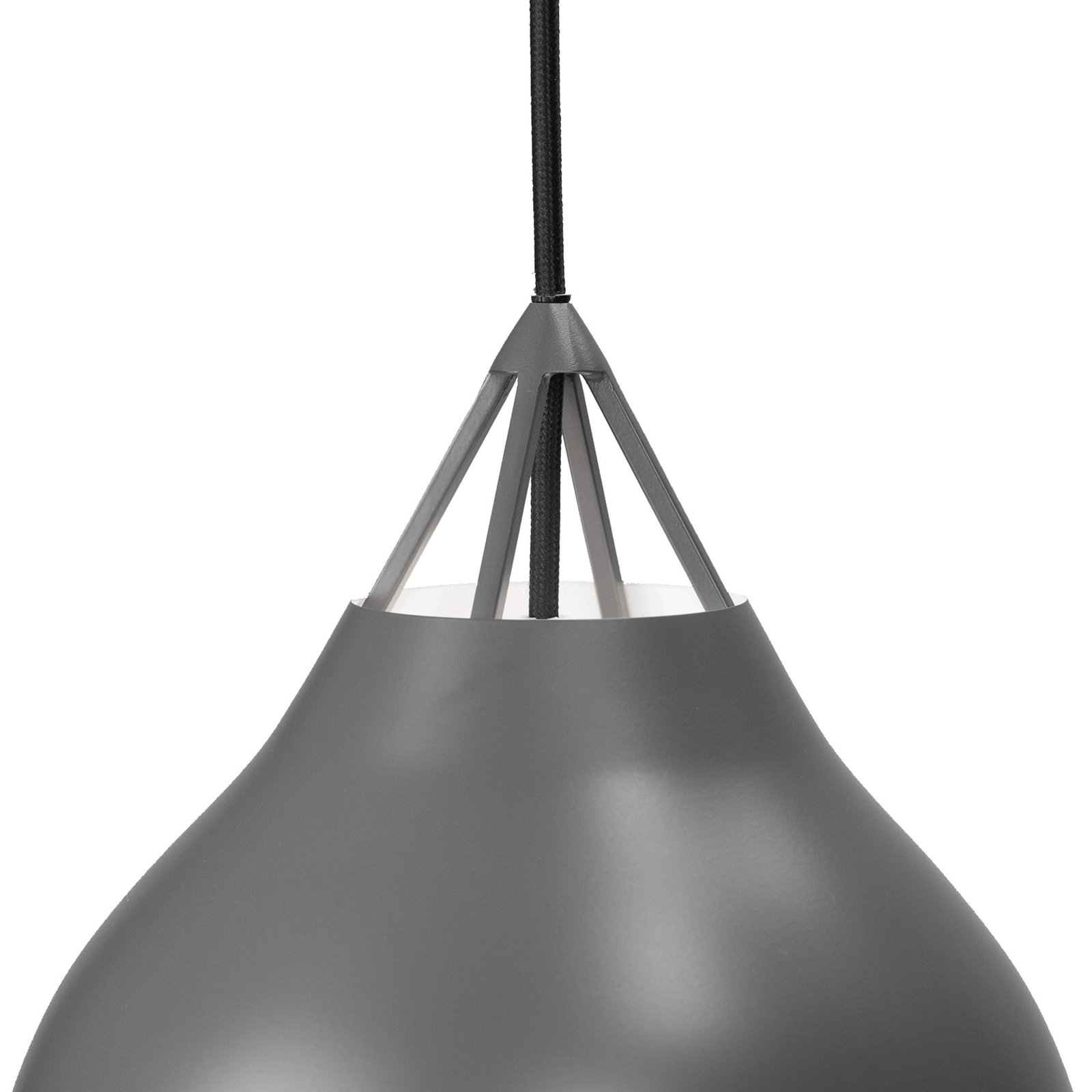 Dyberg Larsen hanging light Pyra, Ø 29 cm, grey, metal