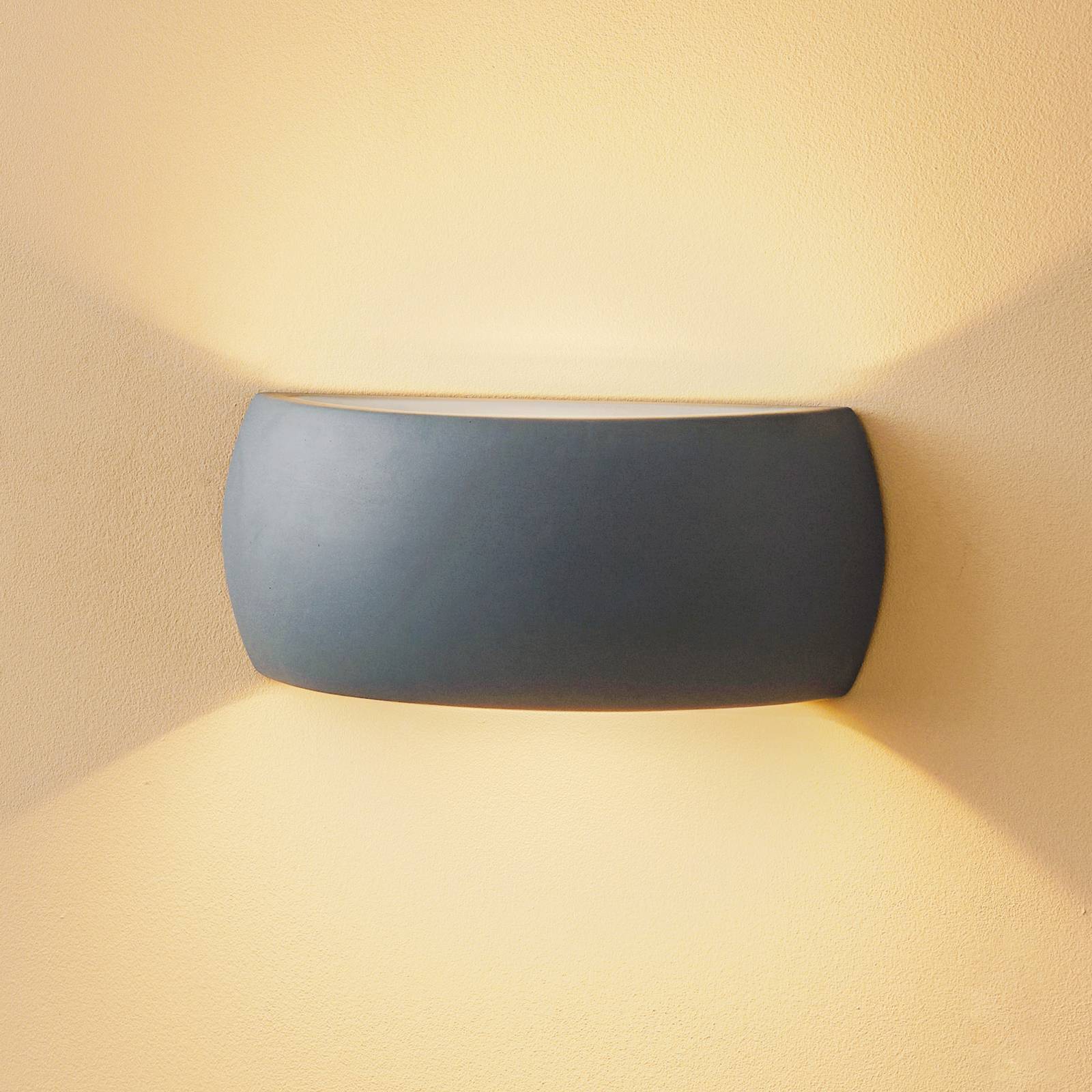 SOLLUX LIGHTING Vägglampa Bow up/down keramik grå bredd 32 cm