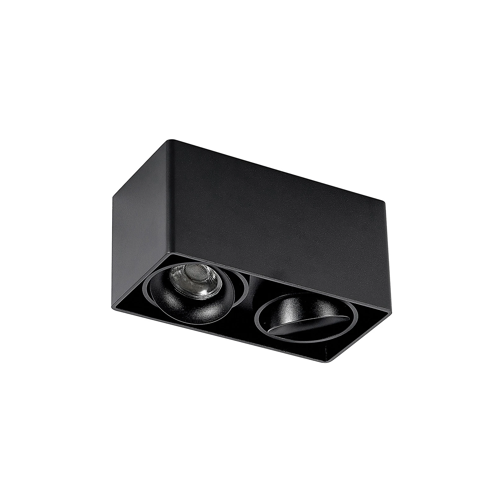 Arcchio Kubika downlight, 19 cm, zwart, 2-lamps, metaal