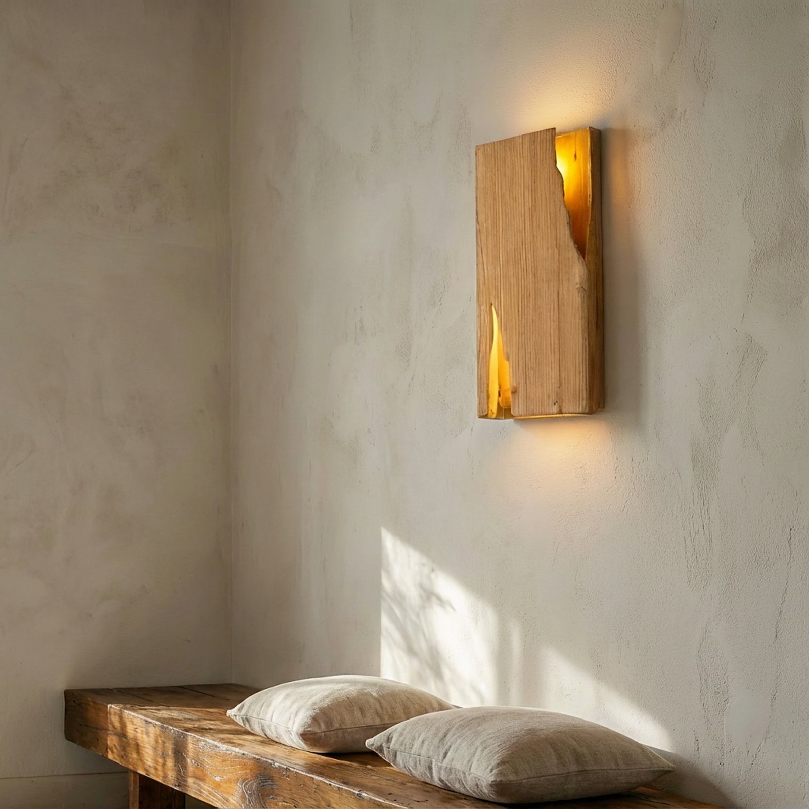 Lucande Wandleuchte Tarry, Holz, Breite 45 cm, 2 x E14