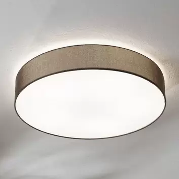 Graue Deckenlampe Pasteri mit Leinenschirm 57 cm