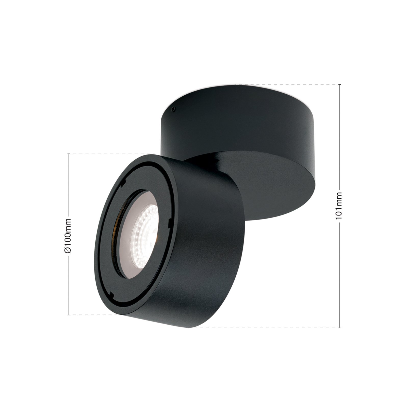 Reflector de exterior Harvey LED, negru, Ø 10 cm, aluminiu