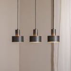 Rif 3 pendant light, olive green, 3-bulb, linear, steel