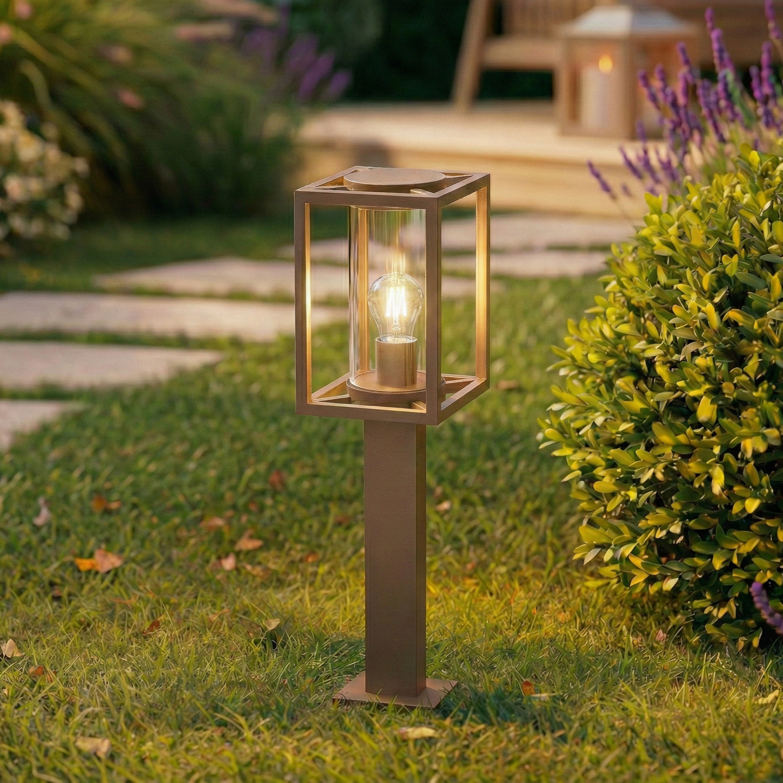 Lucande veilampe Ferda, 60 cm, brun, IP44