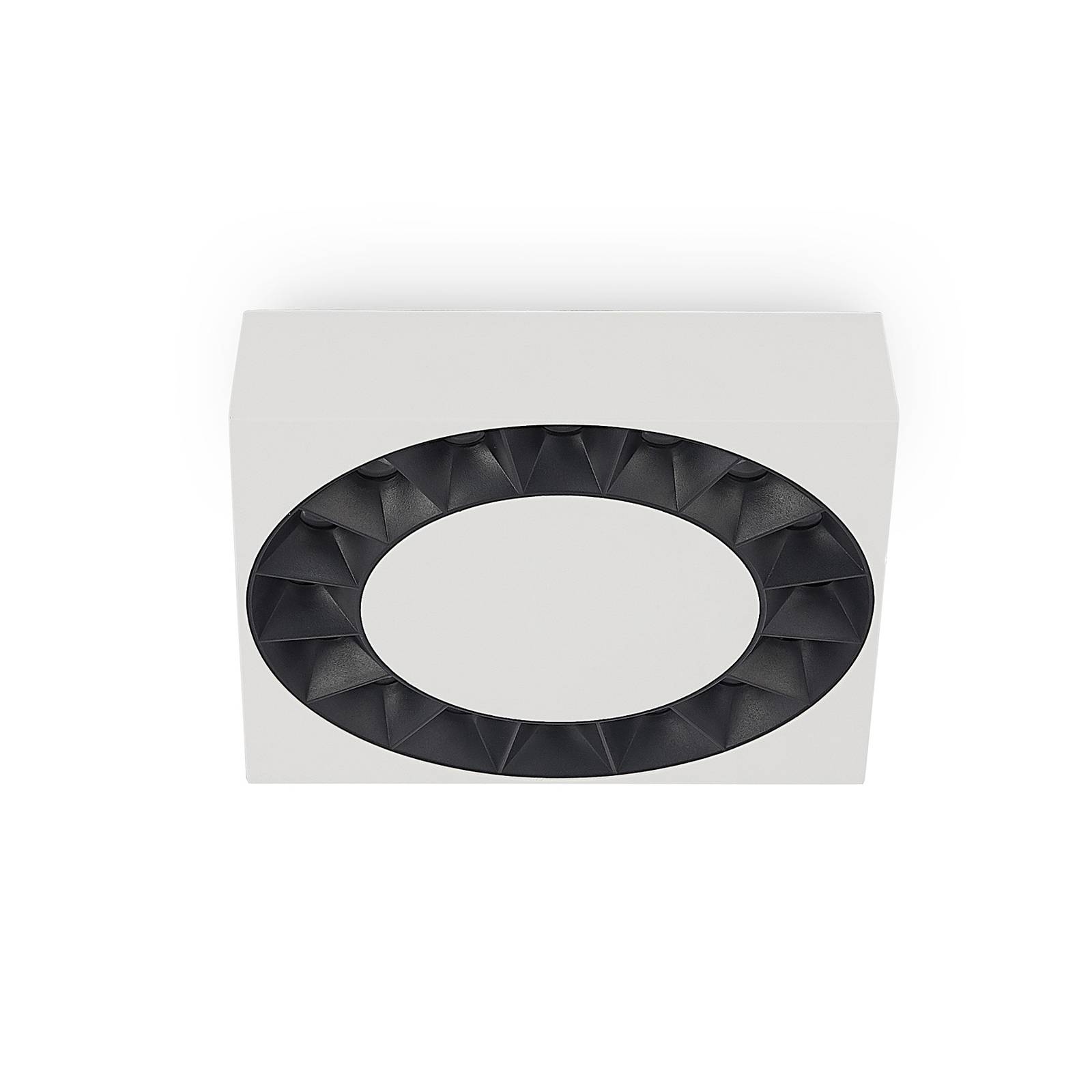 Lucande Kelissa LED ceiling lamp angular white, for Bathroom, die-cast aluminium, 12.5 W, L: 17.6 cm, W: 17.6 cm, H: 4 cm