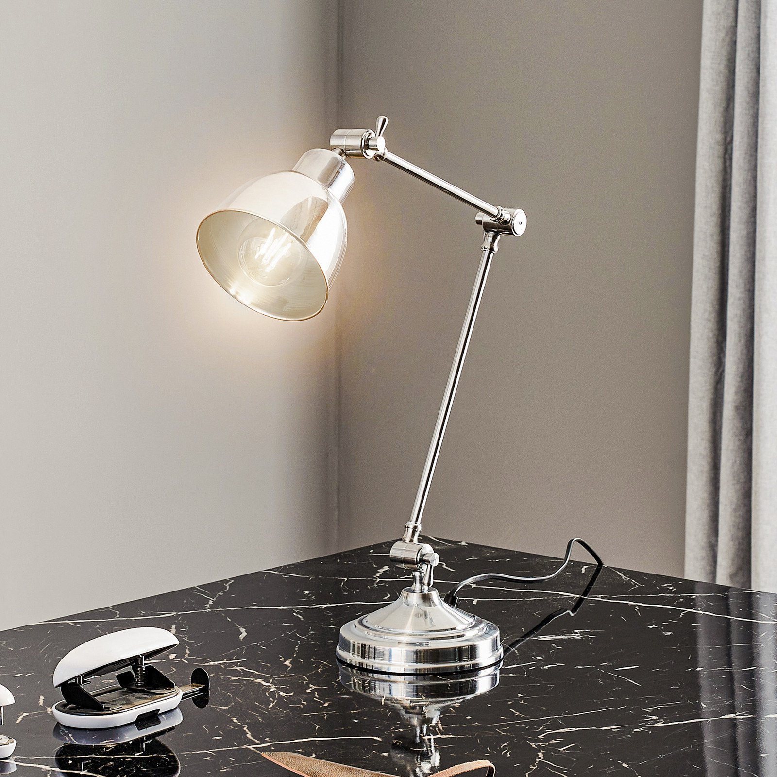 Euluna Lampa de masă Emoti culoare crom înălțime 45 cm reglabilă - Camera de zi / sufragerie - Design industrial - Metal
