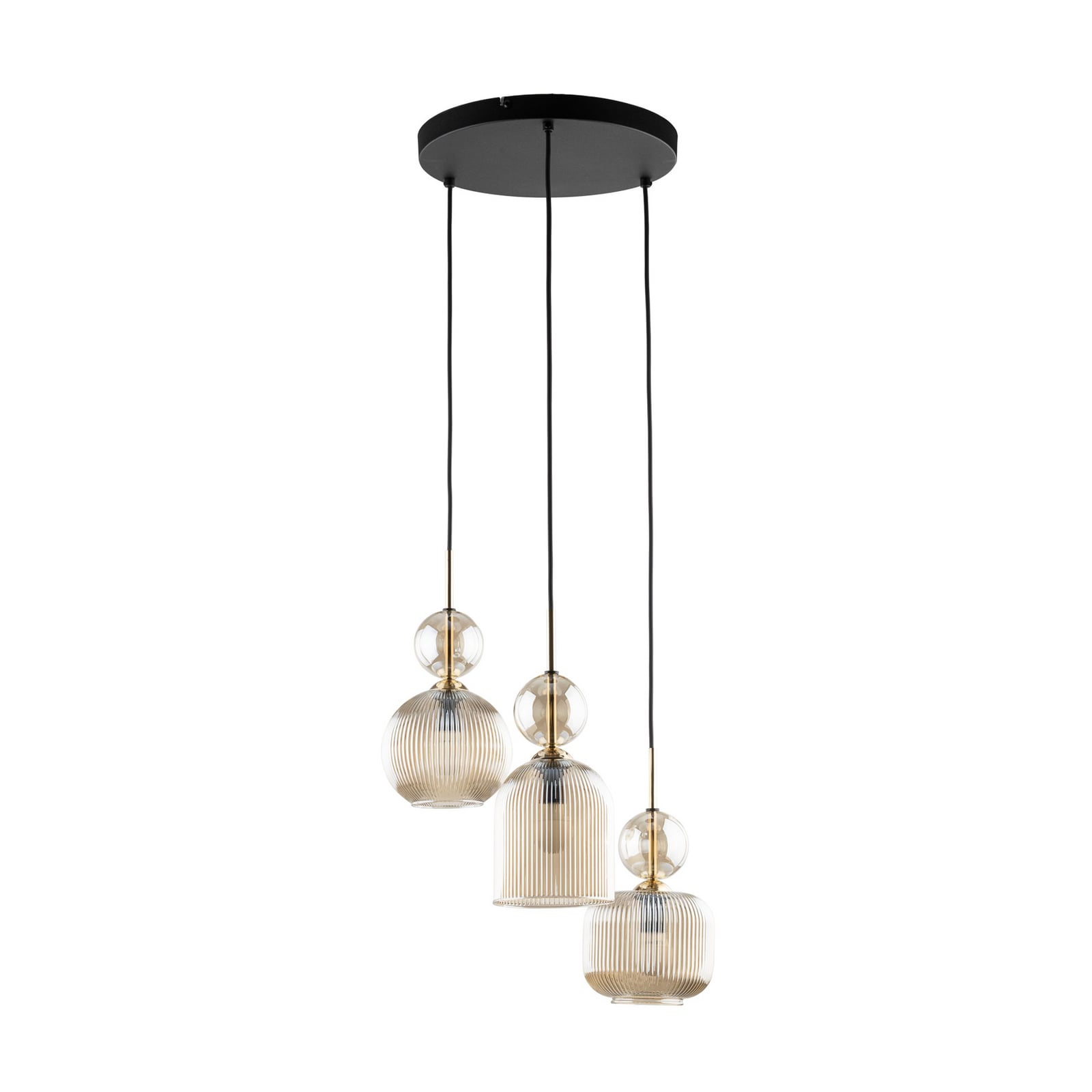 Żyrandol Sophia, 3-punktowy, Ø 41 cm, kolor koniakowy/czarny, E14