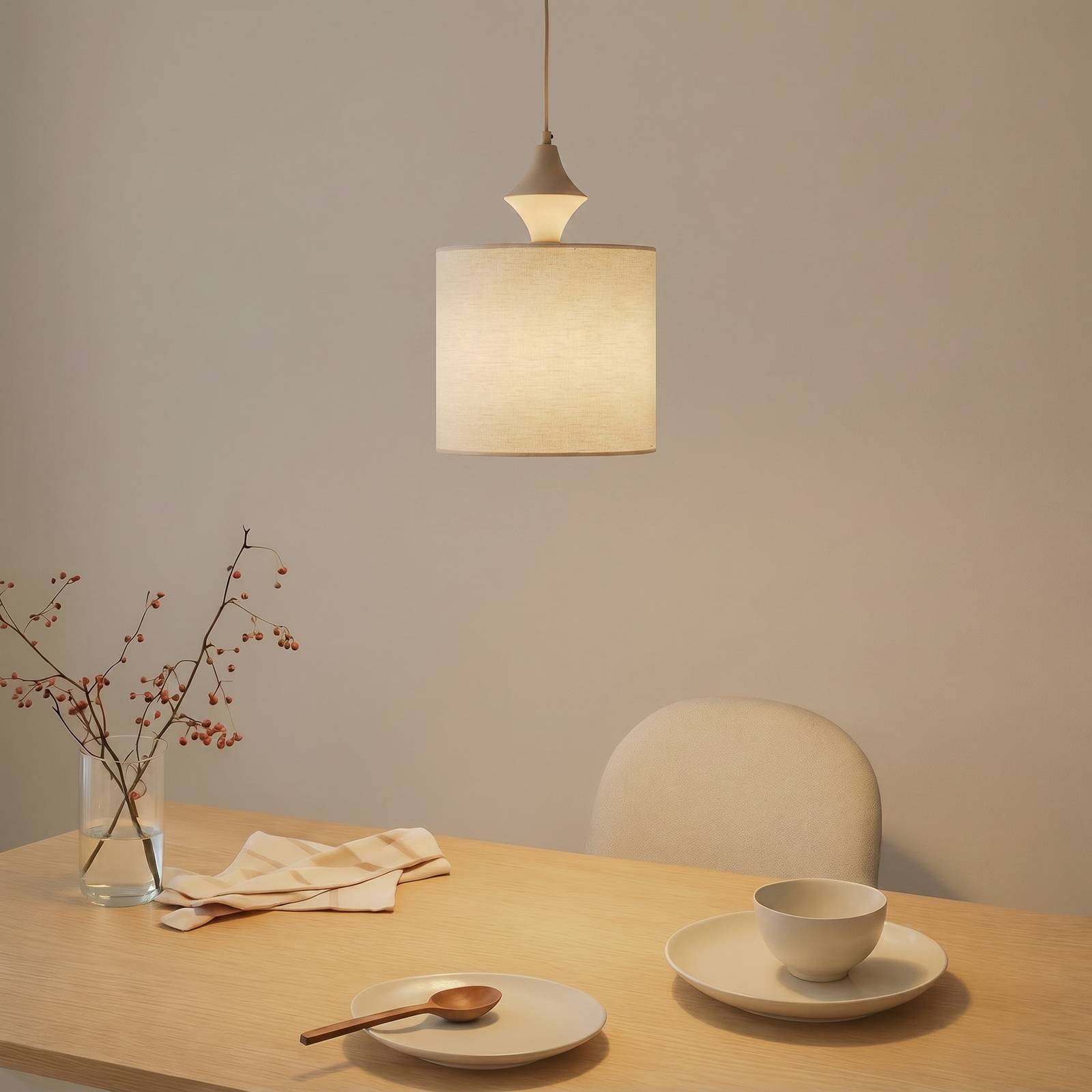  Tk Lighting Hängeleuchte Amura, Beige/sand, Stoff, ø 25 Cm, E27 