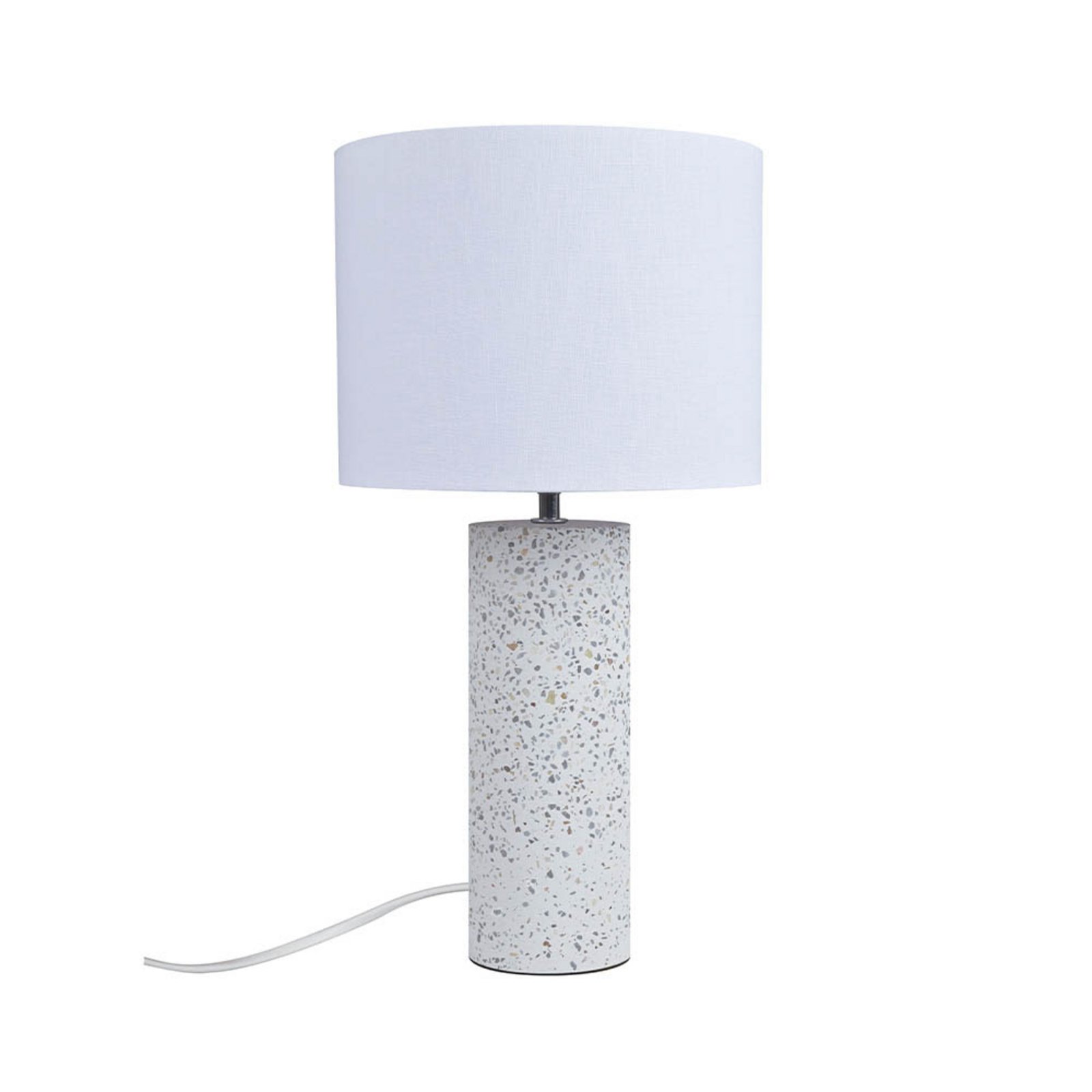 Candeeiro de mesa Antiga, branco, altura 50 cm, tecido/pedra