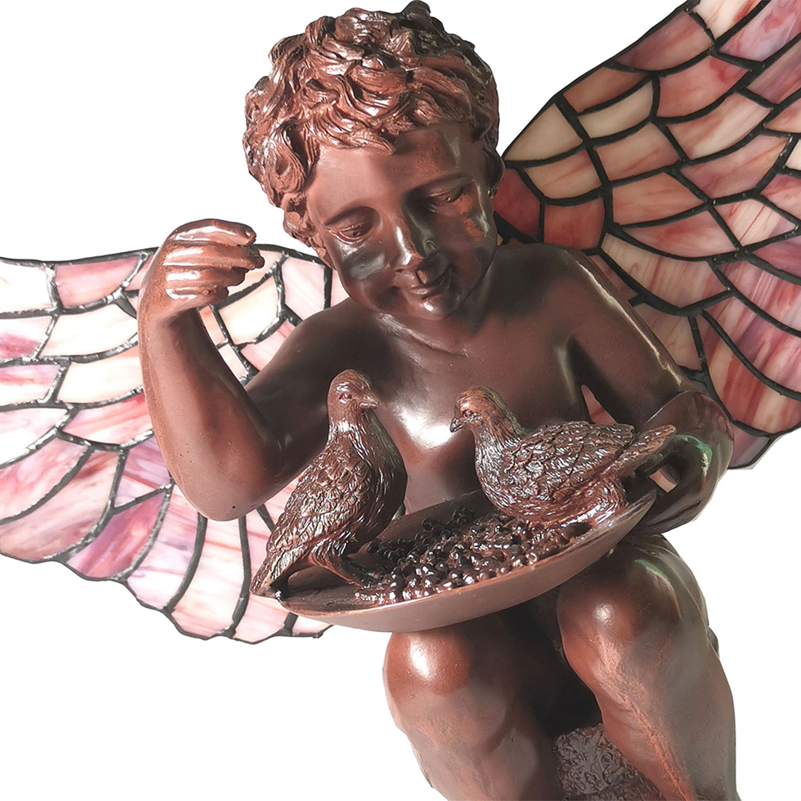 Pöytälamppu 5LL-6049, enkeli tiffany-tyyliä