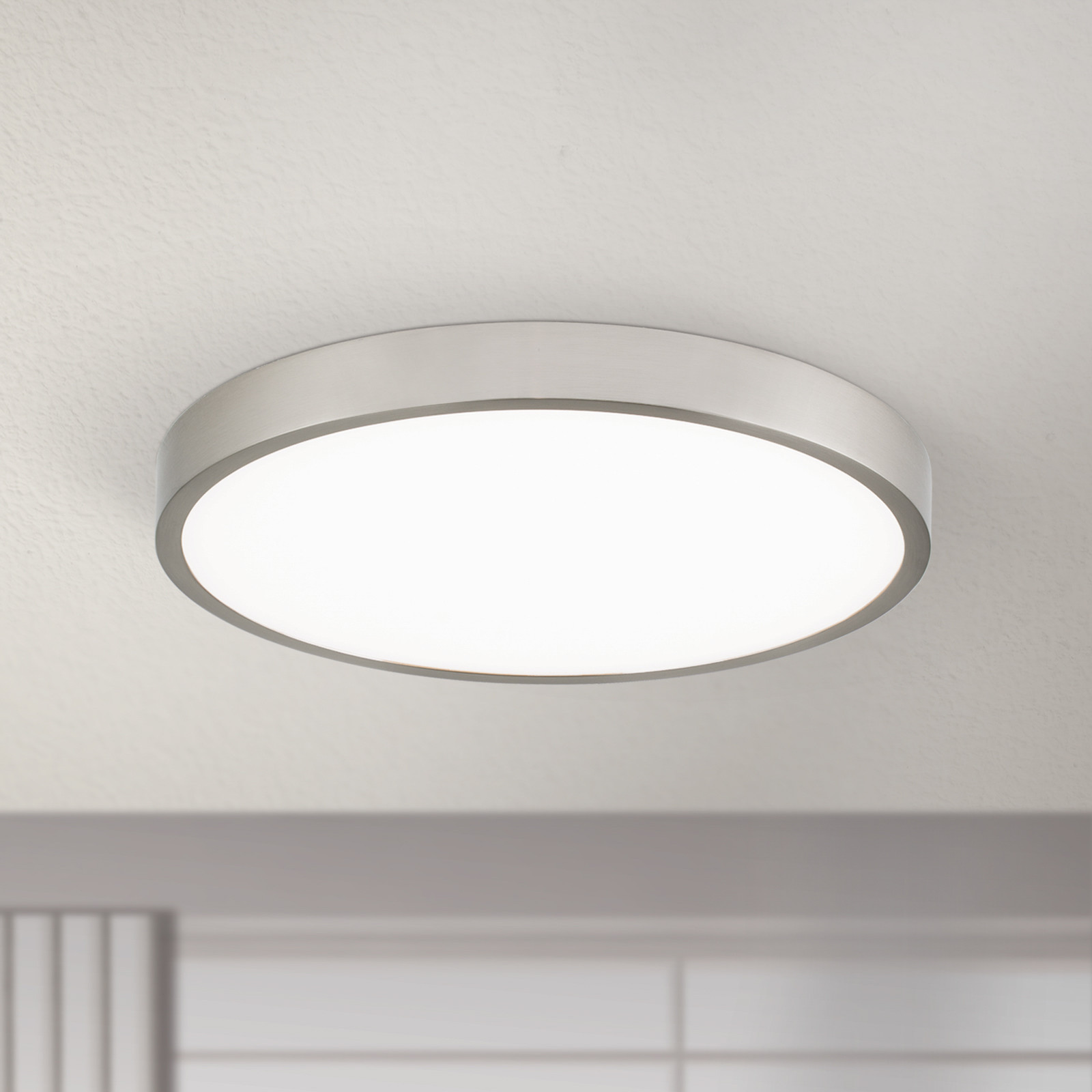 ORION Plafonieră Bully LED nichel mat Ø 28 cm - Camera de zi / sufragerie - modern - nichel satinat alb - Metal