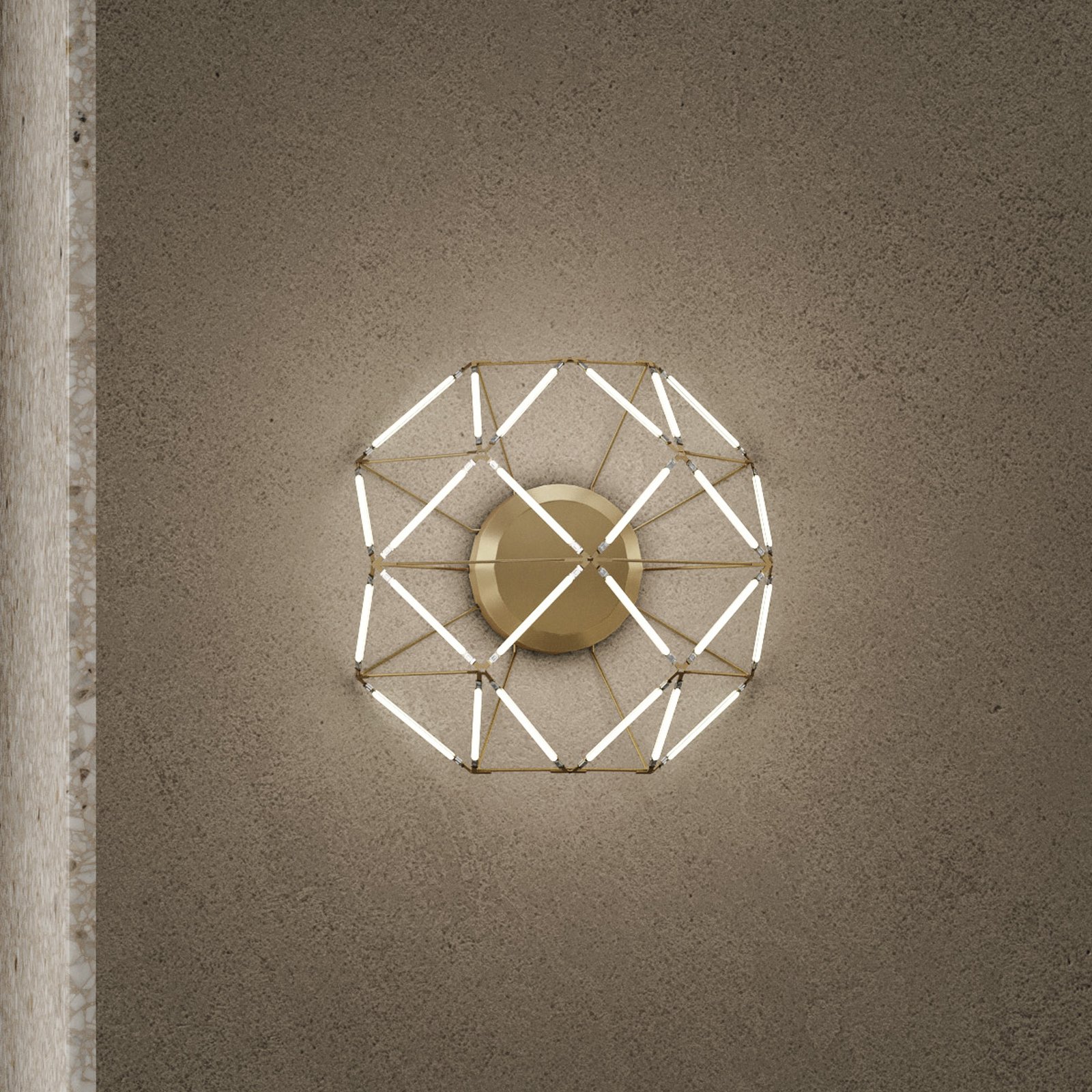 Euclide LED wall light, gold-coloured, metal, 37.5 cm wide