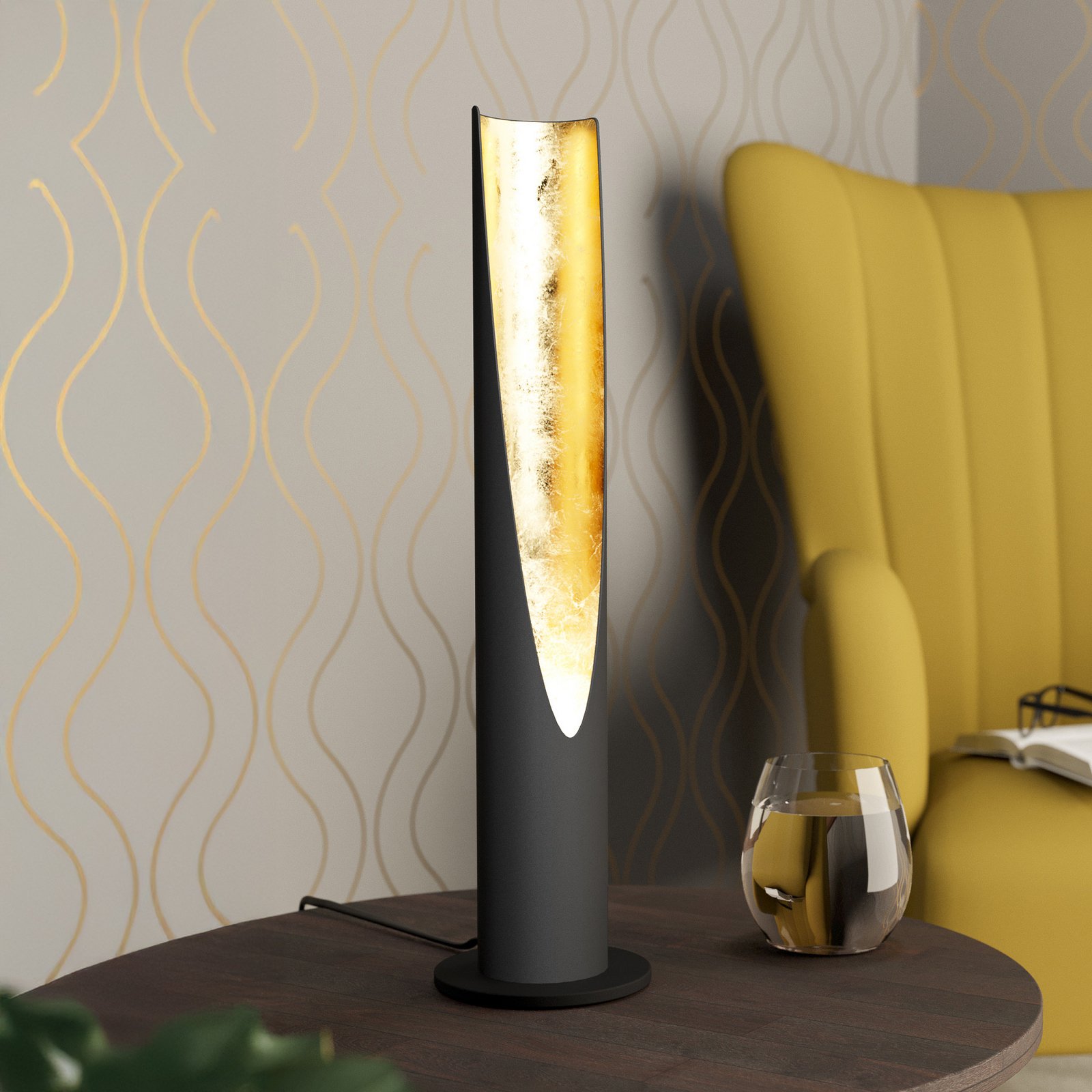 Lámpara de mesa LED Barbotto en negro/oro Lámpara de mesa LED Barbotto en negro/oro