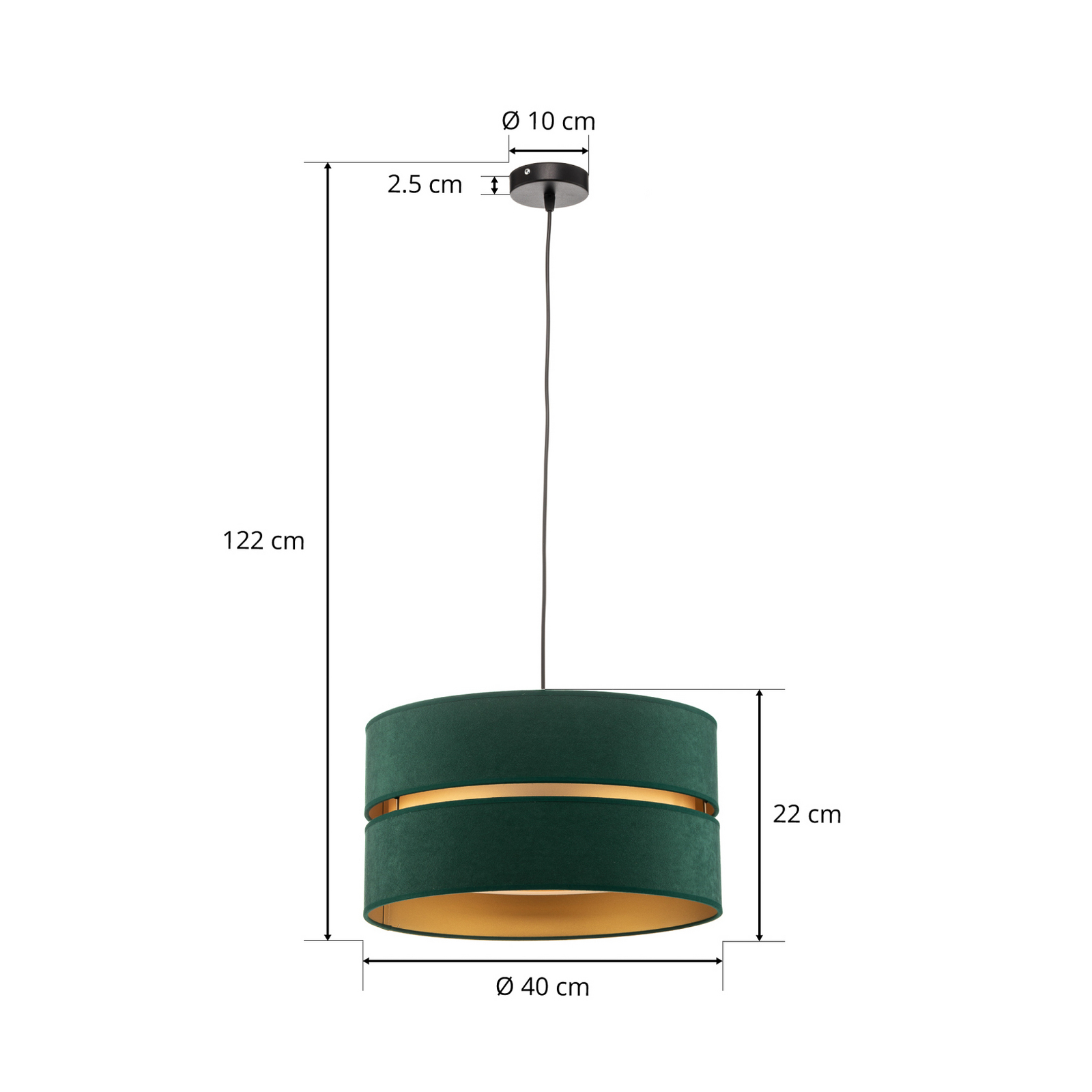 Euluna Duo hanglamp groen/goud Ø40cm 1-lamp
