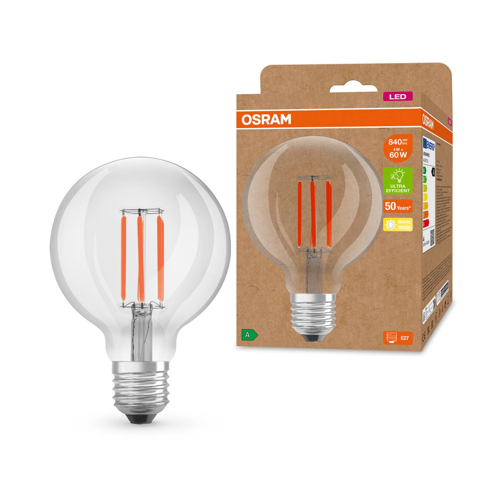 OSRAM żarówka globe LED E27 G95 3,8W 806lm 3000K