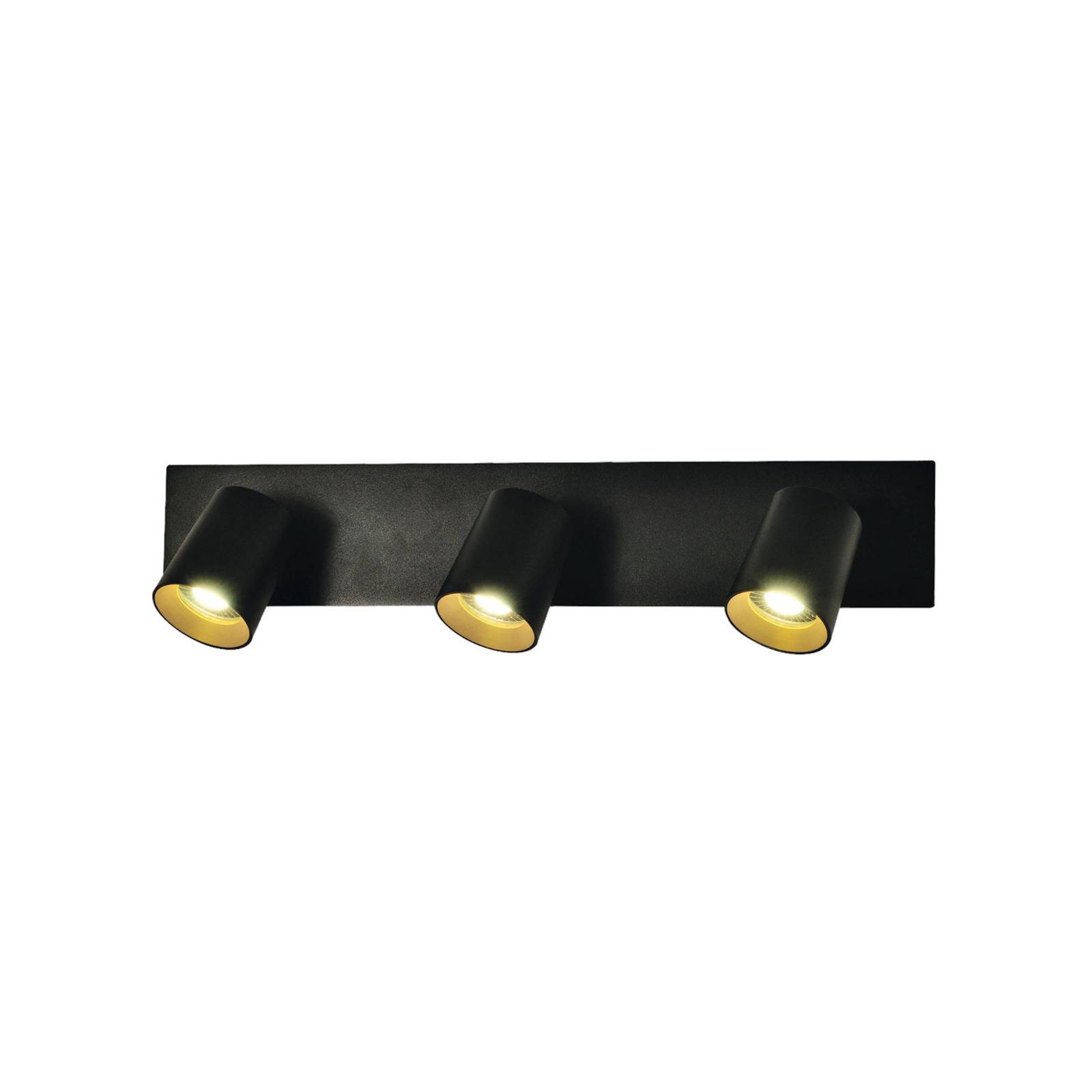 Spot Modo, 3-flammig, schwarz, Zierringe, GU10, Aluminium