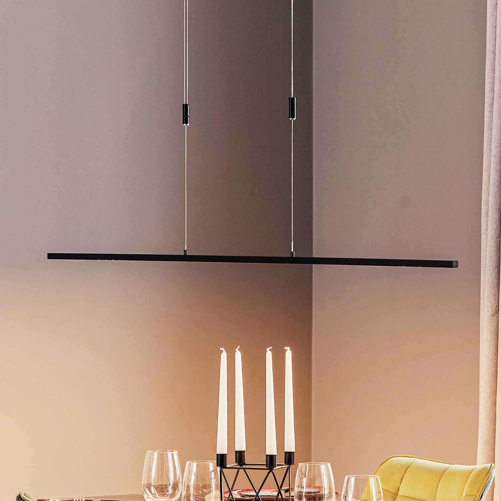 Rothfels Tolu LED pendant light, black, 158 cm