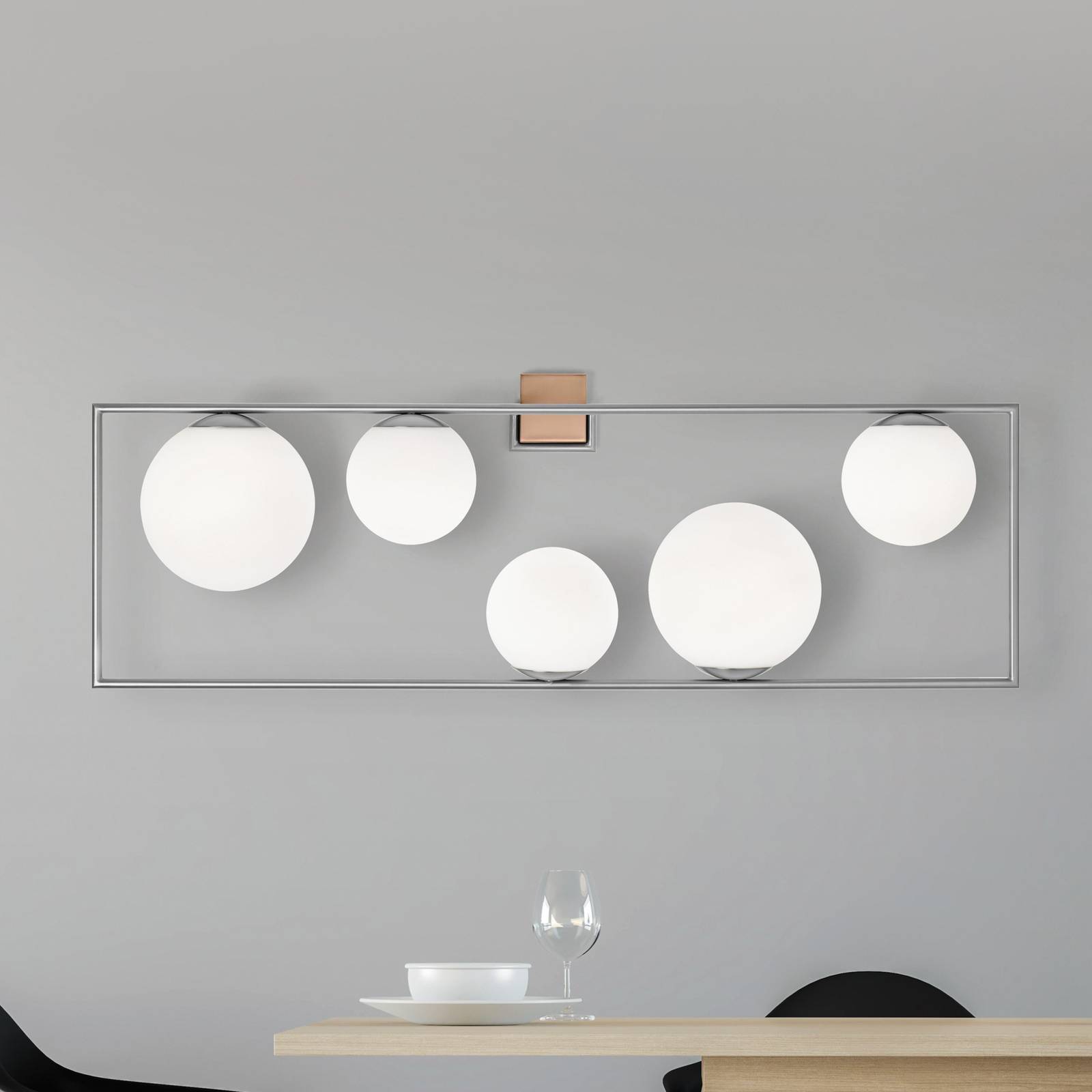 miloox by Sforzin Applique murale Buble couleur acier à 5 lampes verre