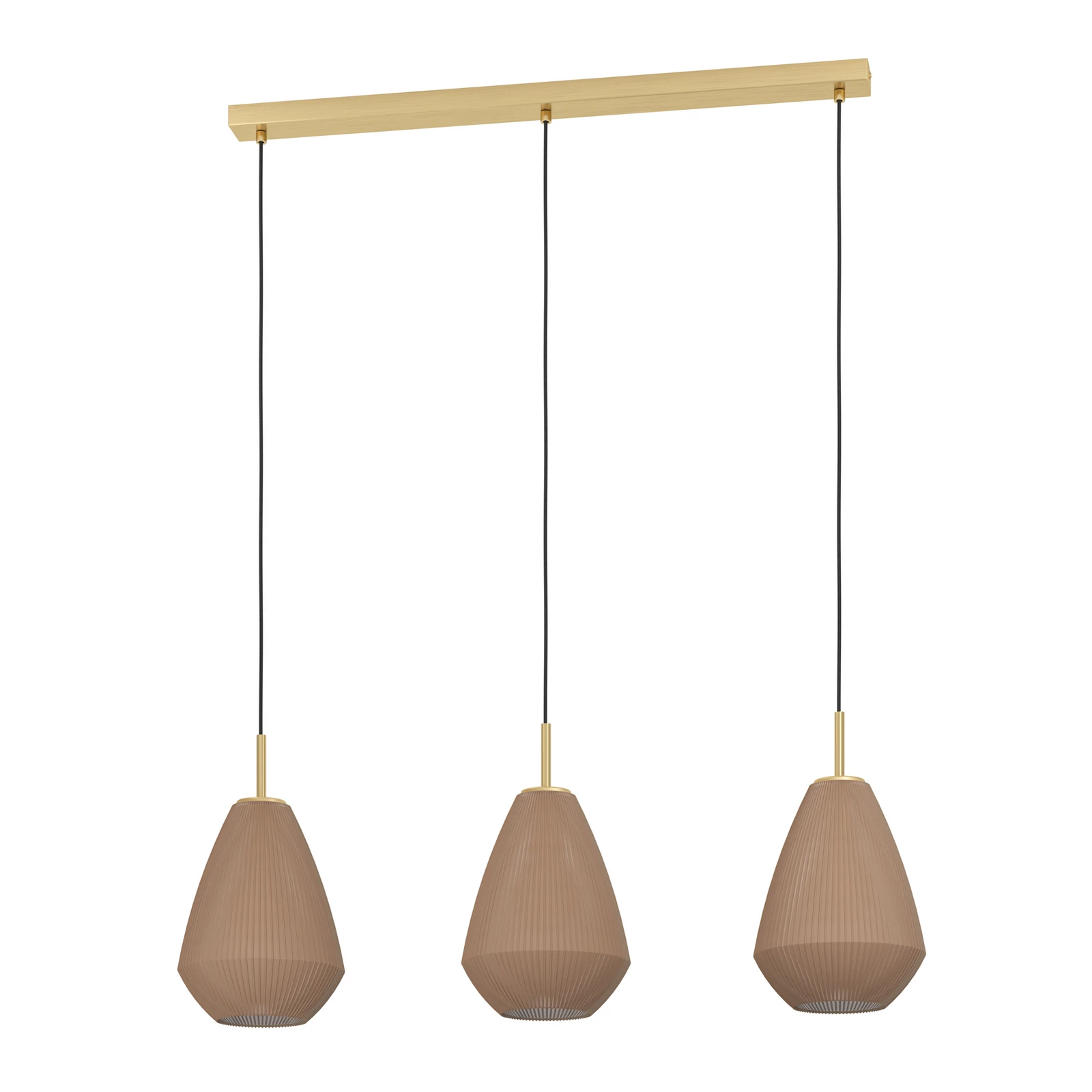 Lampă suspendată Caprarola, lungime 90 cm, culoare nisip, 3 lumini, sticlă