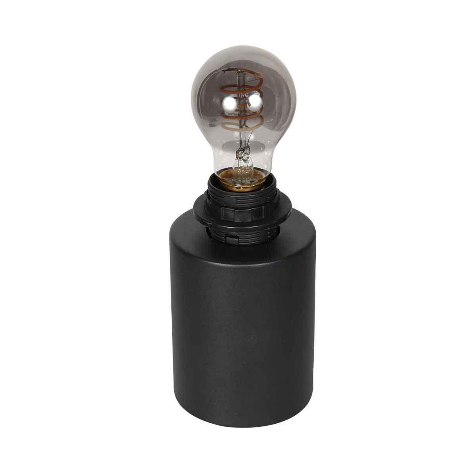 Bloeba table lamp, black/natural, metal, wood, E27