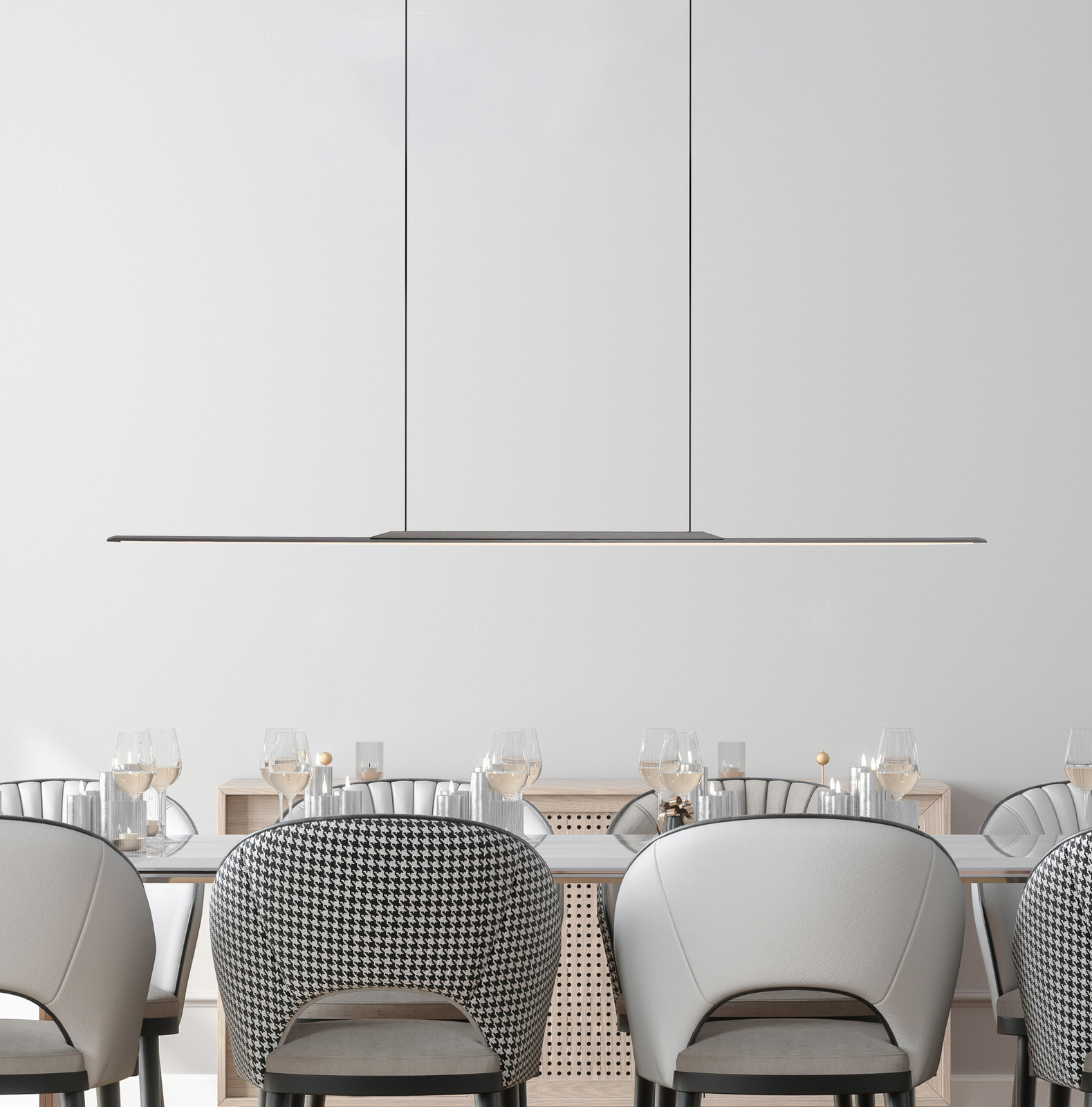 PURE Surface LED lampă suspendată gri 125 cm aluminiu 3.000 K - Camera de zi / sufragerie - Modern