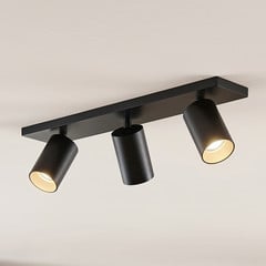Arcchio spotlight Brinja, sort, kantet, Ø 6 cm, 3 lyskilder, GU10