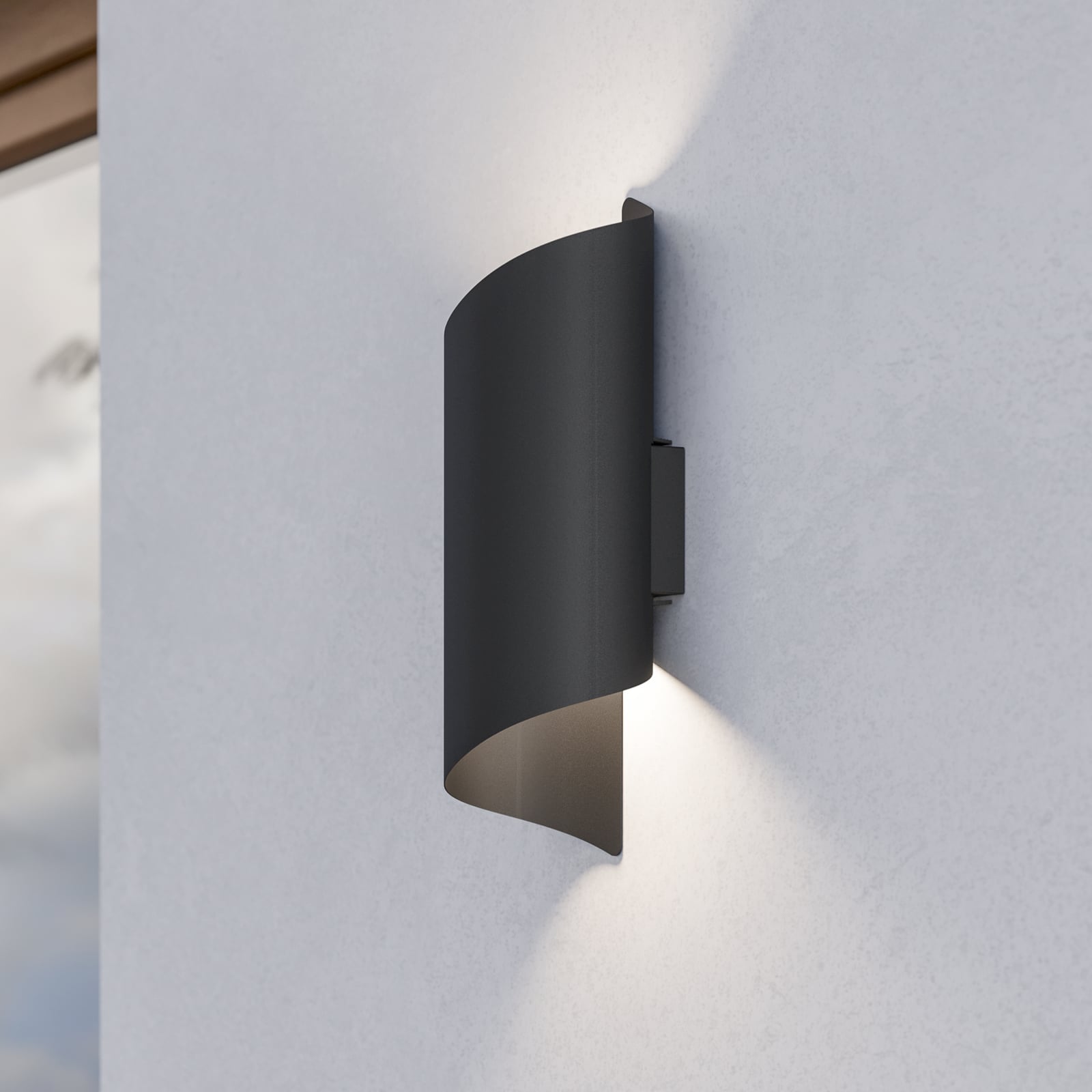 LED-utomhusvägglampa Montarello, svart, höjd 27 cm, metall