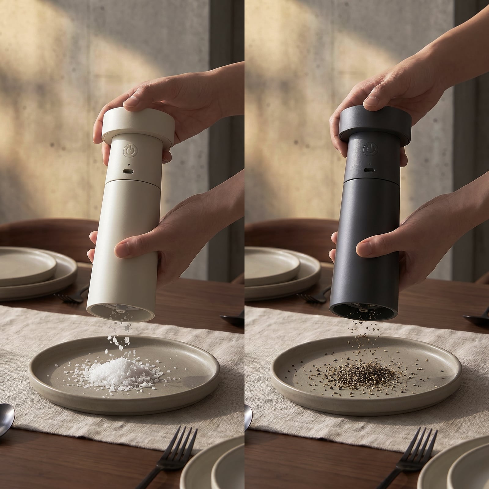 Lucande LED-salt- och pepparkar Salt & Pepper, 2-pack Lucande LED-salt- och pepparkar Salt & Pepper, 2-pack