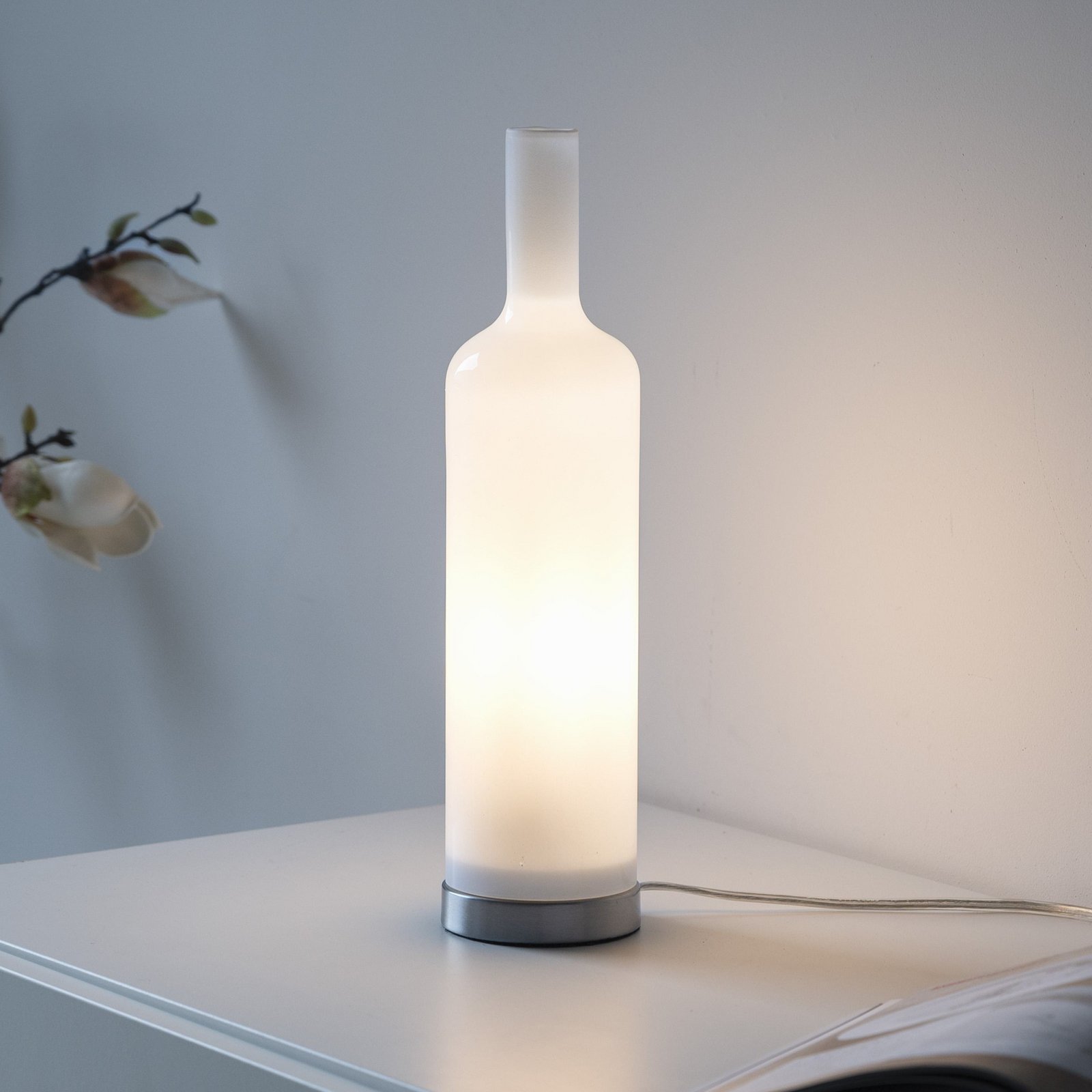 JUST LIGHT. tafellamp Bottle, opaalwit, glas, E14