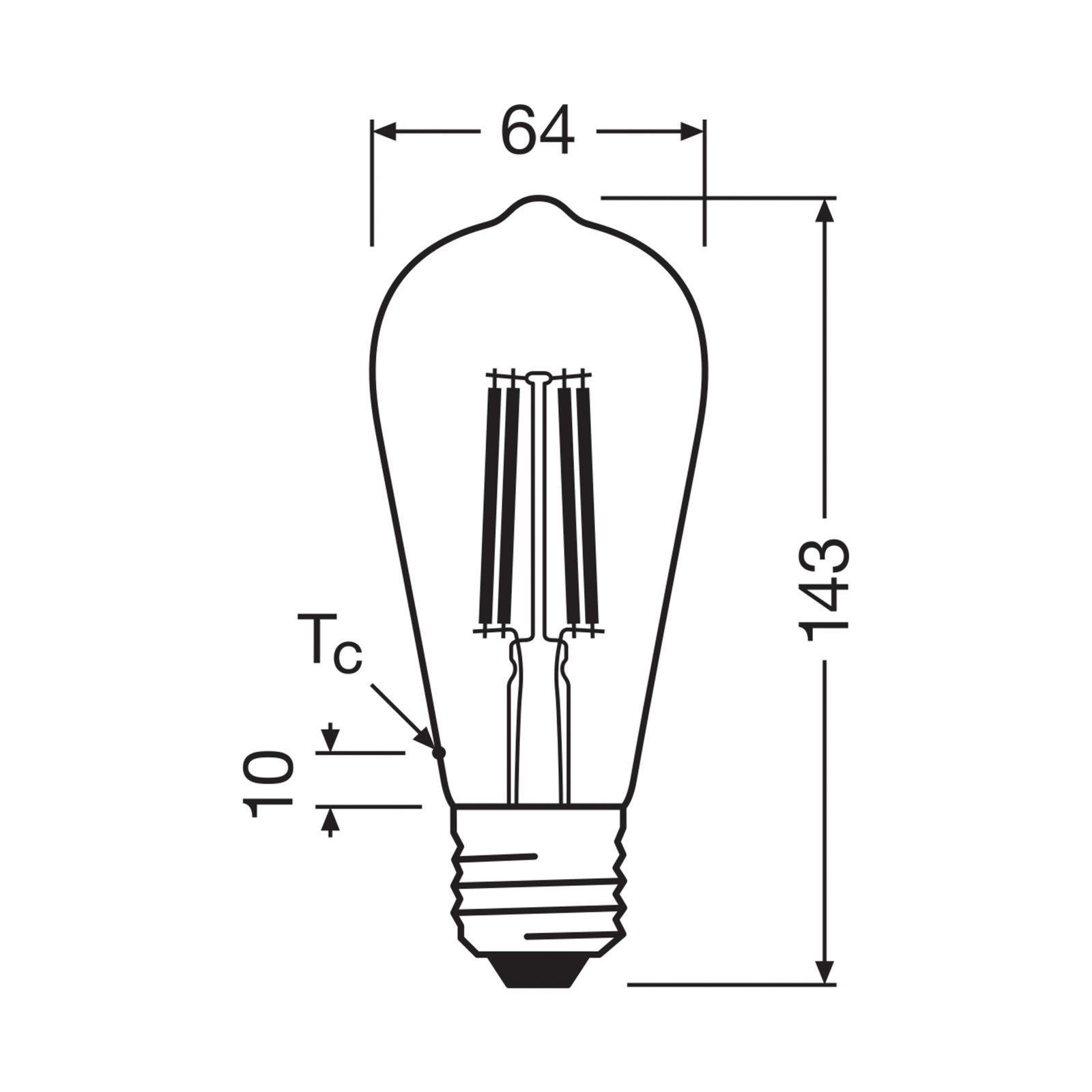 OSRAM LED-pirn Edison E27 5W hõõgniit 2700K