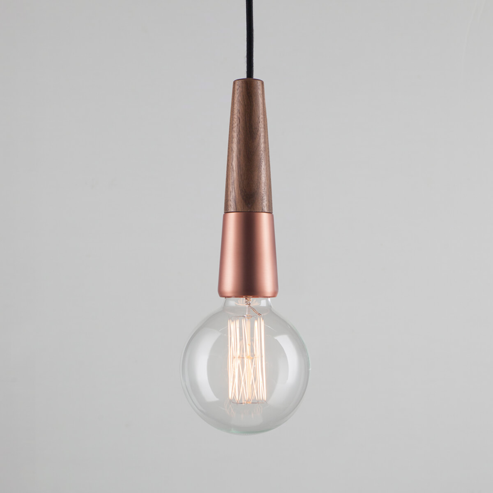 Nordlux Stripped - pretty hanging light in mix of material, for Living / Dining Room, wood, copper, E27, 40 W, energy efficiency: A++, H: 20 cm