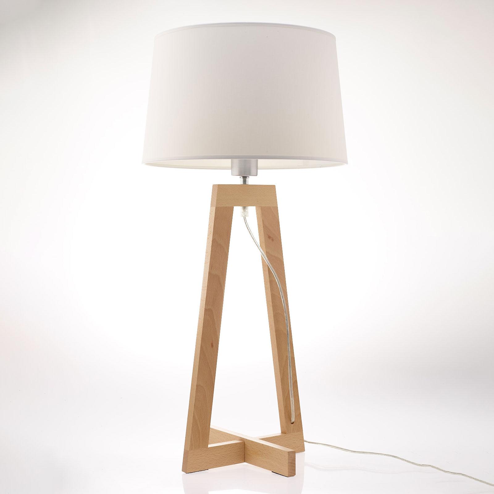 Stolní lampa Sacha LT z textilu a dřeva