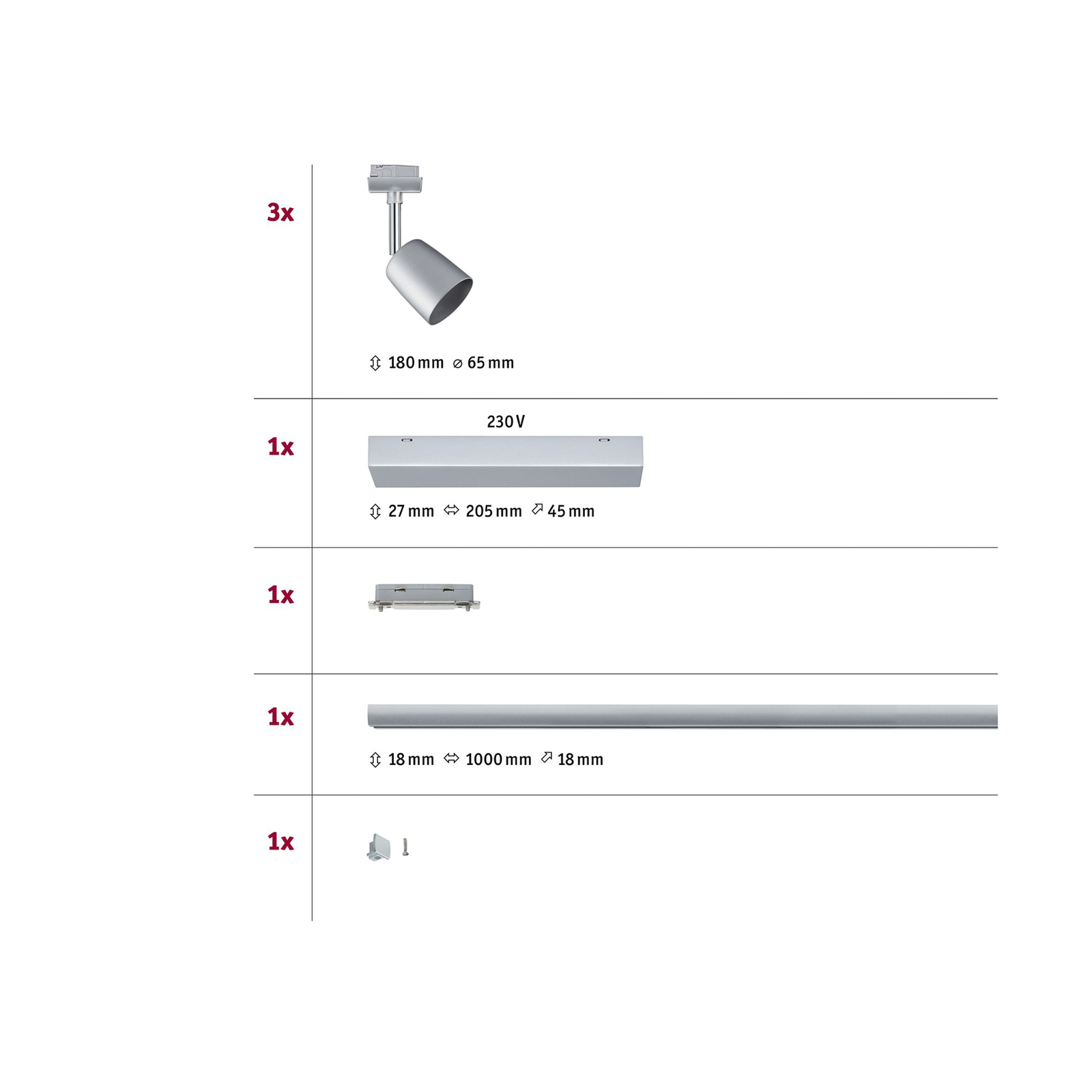 Cover 3 Plafonnier Urail-set Chrome - Paulmann